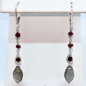 Labradorite garnet & sterling silver earrings